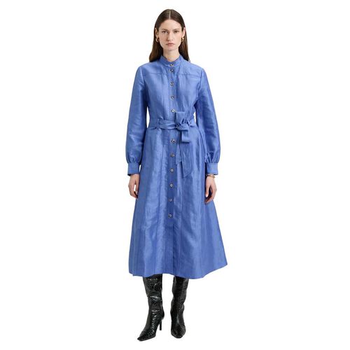 Veronika Maine Hydrangea Linen Viscose Midi Shirtdress